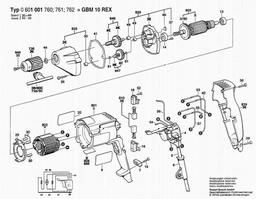 Bosch Drill GBM 10 REX spare parts