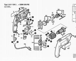 Bosch Drill GBM 350 RE spare parts