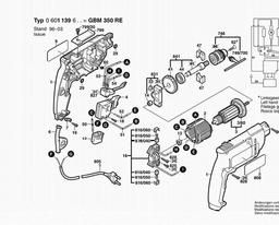 Bosch Drill GBM 350 RE spare parts