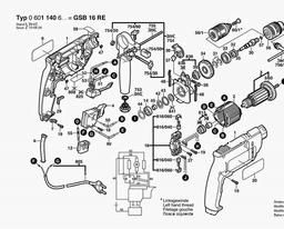 Bosch Percussion Drill GSB 16 RE spare parts