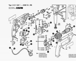 Bosch Percussion Drill GSB 16 RE spare parts