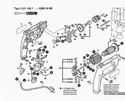 Bosch Percussion Drill GSB 10 RE spare parts