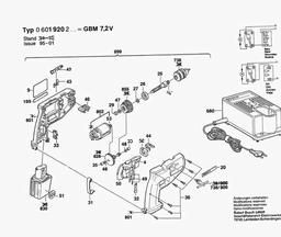 Bosch Cordless Drill GBM 7,2 V spare parts