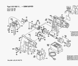 Bosch Cordless Drill GBM 9,6 VES spare parts