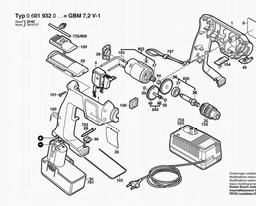 Bosch Batt-oper Drill GBM 7,2 V-1 spare parts