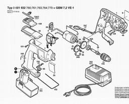 Bosch Cordless Drill GBM 7,2 VE-1 spare parts