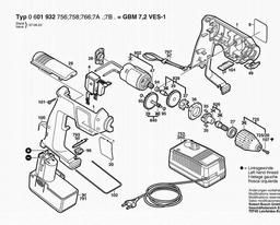 Bosch Cordless Drill GBM 7,2 VES-1 spare parts
