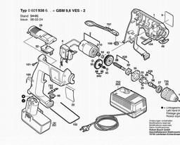 Bosch Cordless Drill GBM 9,6 VES-2 spare parts