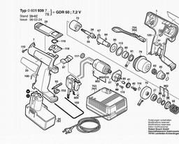Bosch Cordless Percus Screwdriv GDR 50 spare parts