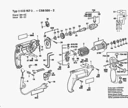 Bosch Percussion Drill CSB 500-2 spare parts