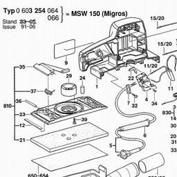 Bosch Orbital Sander MSW 150 spare parts