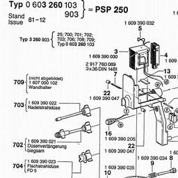 Bosch Spray Gun PSP 250 spare parts