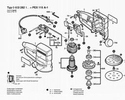 Bosch Random Orbital Sander PEX 115 A-1 spare parts