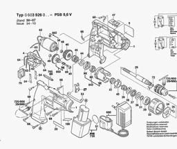Bosch Cordless Percussion Drill PSB 9,6 V spare parts