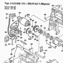 Bosch Cordless Percussion Drill SBLR 9,6 V spare parts