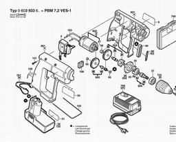 Bosch Cordless Drill PBM 7,2 VE-1 spare parts
