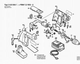 Bosch Cordless Drill PBM 7,2 VES-2 spare parts