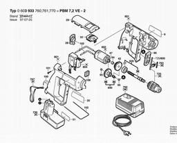 Bosch Cordless Drill PBM 7,2 VE-2 spare parts
