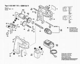 Bosch Batt-oper Drill PBM 9,6 V spare parts