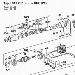 Bosch Rotary Hammer UBH 3/16 spare parts