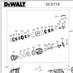 DeWalt DCD778M1T spare parts
