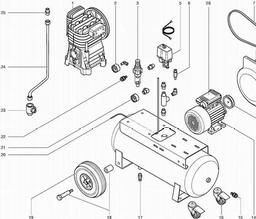 Metabo 023004503810 MEGA 450 W COMPRESSOR spare parts