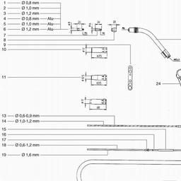 Metabo 090201943010 SB 24/5  220A MIG/MAG WELDING TORCH spare parts