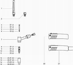 Metabo 090201962610 SR 17/F8 TIG WELDING TORCH spare parts