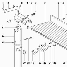 Metabo 631262 Table rear extension spare parts