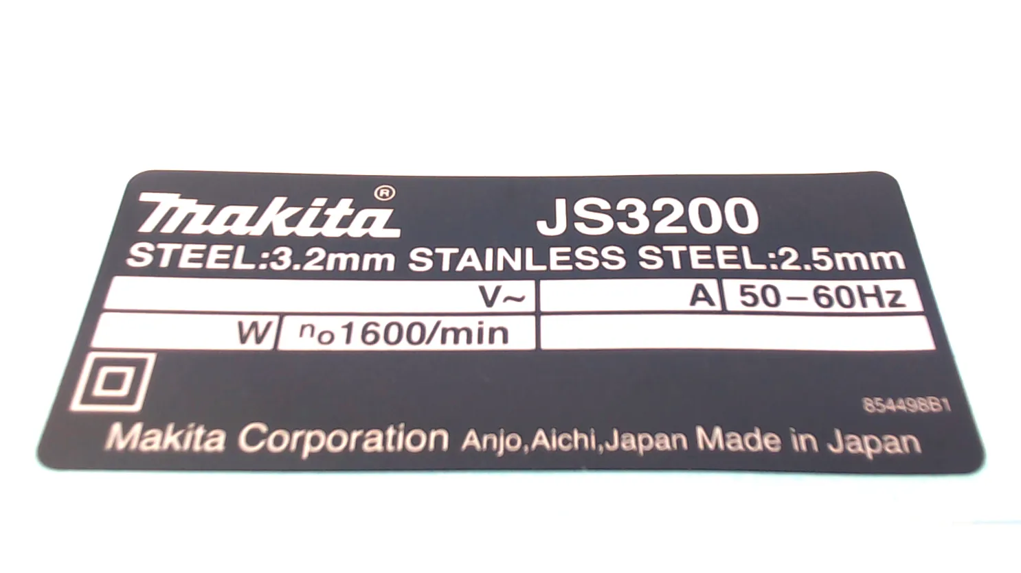 Makita 854498-1 'NAME PLATE JS3200