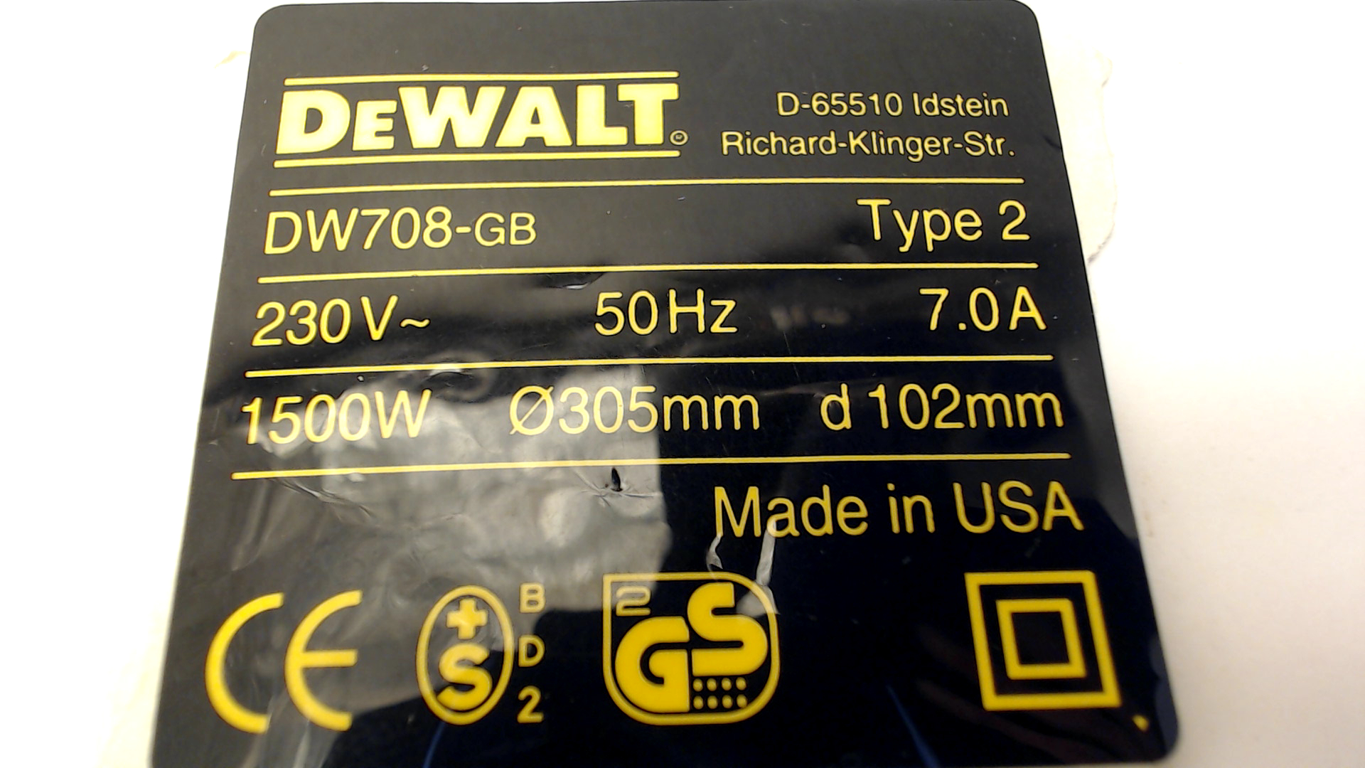 DeWalt 387353-03 NAMEPLATE