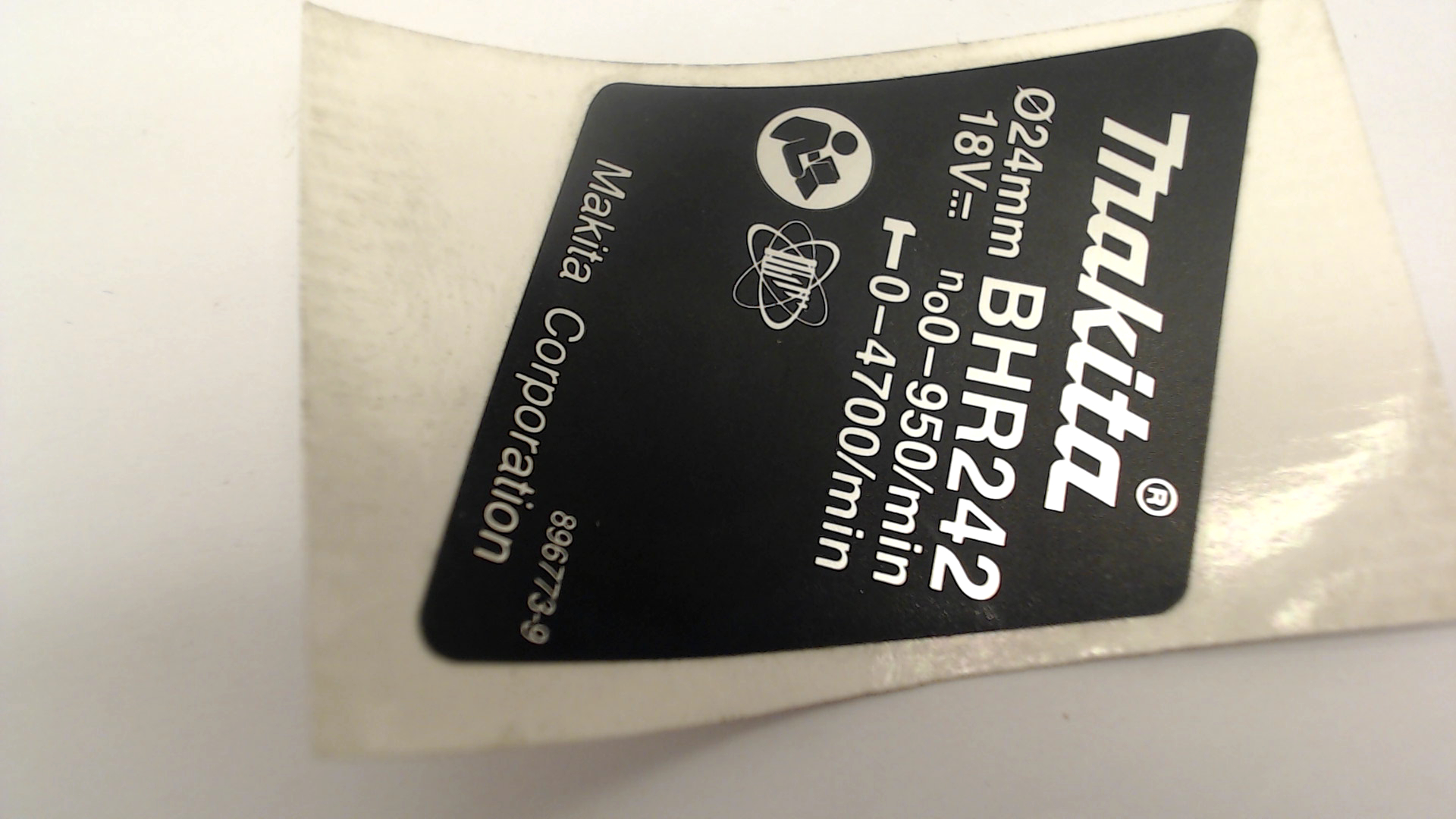 Makita 896773-9 NAME PLATE BHR242